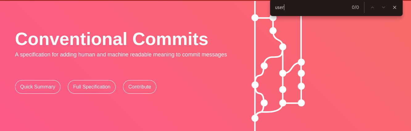 Conventional Commits: search for a user (nothing found)