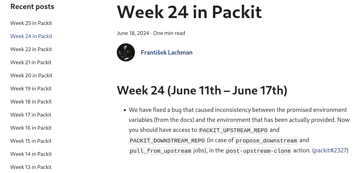 Packit workflow 5: Published blog post with changelog from the pull request