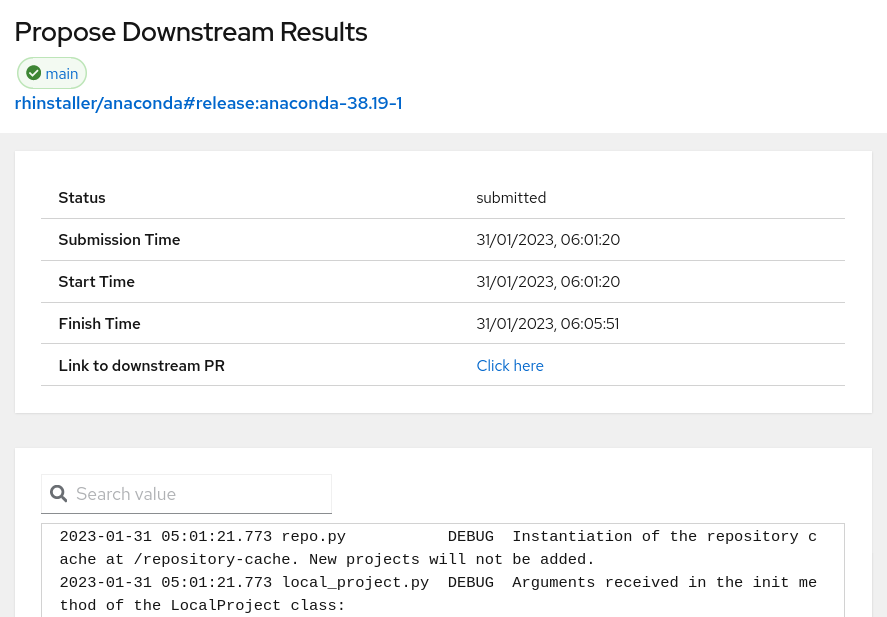 Propose downstream result page